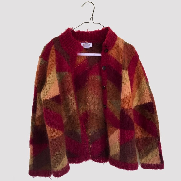 Funky 90s Talbots Chunky Colorful Cardigan - Picture 1 of 3